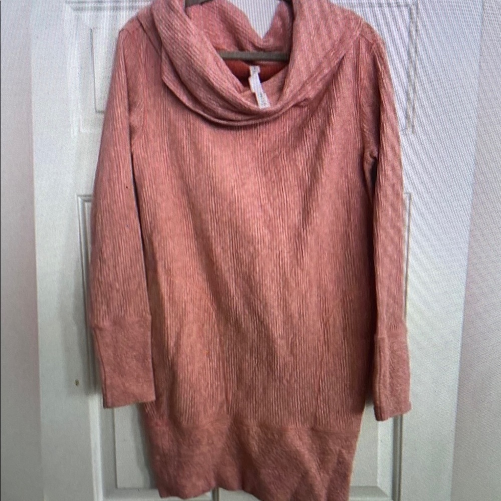 Lululemon Dress Sz S Along The Way Cowl Neck Long Sleeves Heathered Copper Clay